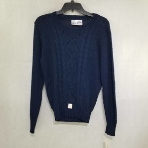 Rob Rich USA Made Cotton 90s 80s Womens M Blue Vintage Sweater Cable Knit HOLE